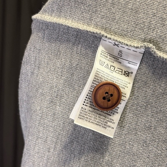 NEW Gap Sweater Mens XL  Mock Neck 1/4 Button Up Pullover Gray Red Stripes - Picture 4 of 6